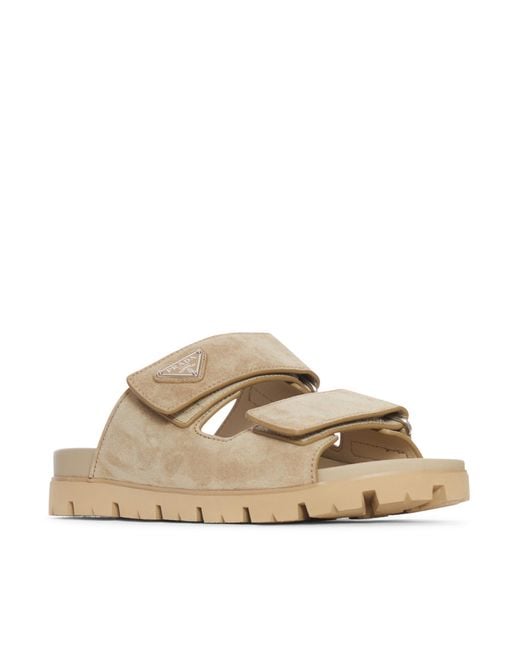 Prada White Suede Band Sandals for men