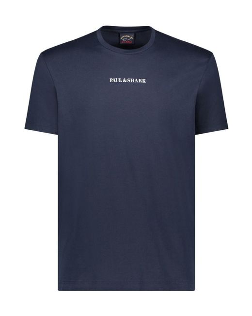 Paul & Shark Blue Logo Pattern T-Shirt for men