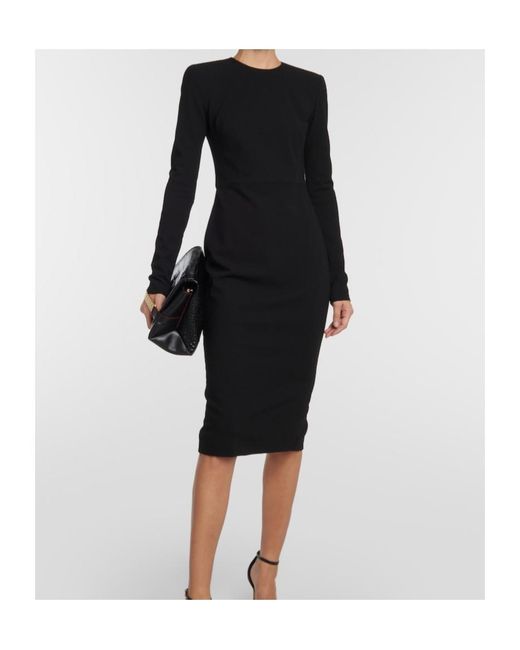 Victoria Beckham Black Long-Sleeved Midi Dress