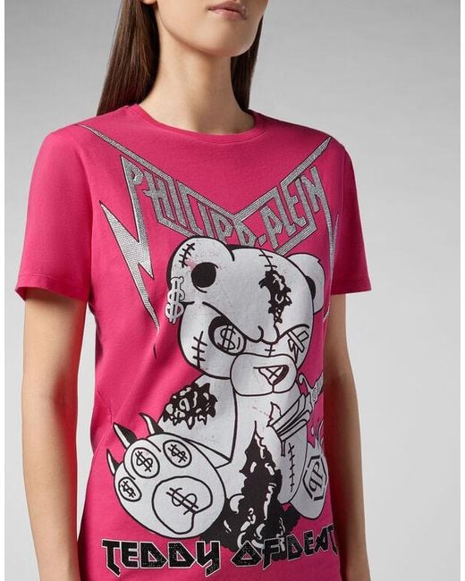 Philipp Plein Pink Logo Details T-Shirt