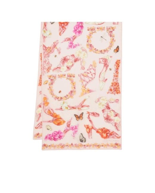 Ferragamo Pink Ferragamo Floral Print Scarf