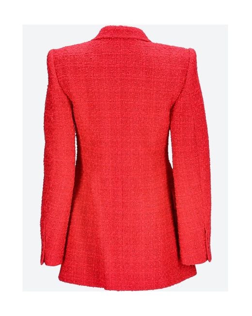 Balenciaga Red Double-Breasted Tweed Jacket