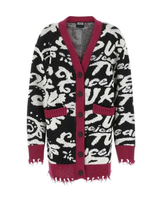 Versace Jeans Multicolor Couture Distressed V-Neck Cardigan