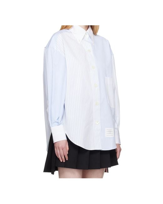 Thom Browne White Pinstriped Poplin Shirt