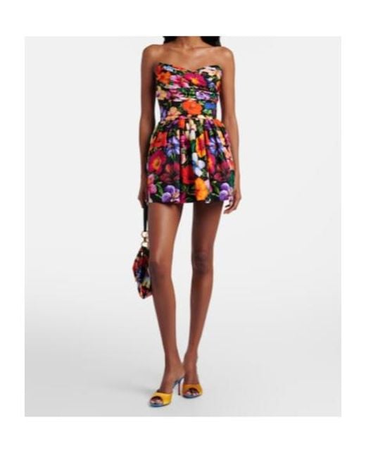 Dolce & Gabbana Red Floral Cotton Minidress