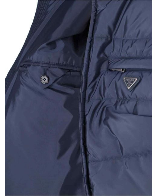 Prada Blue Logo Zip Down Jacket for men
