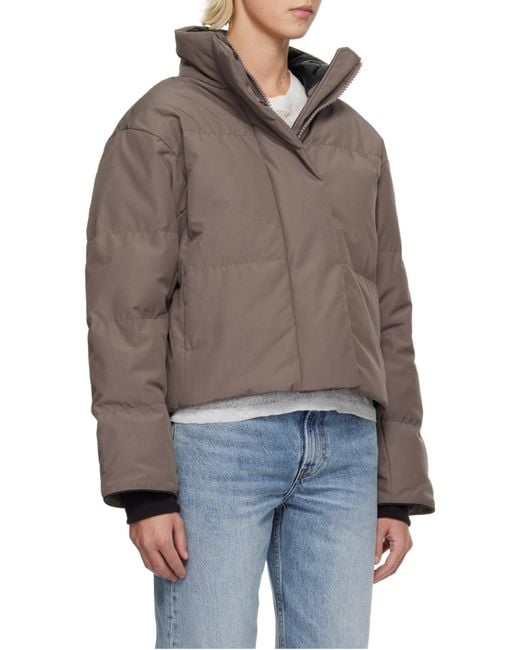 Canada Goose Brown Down Jacket With Logo Patch