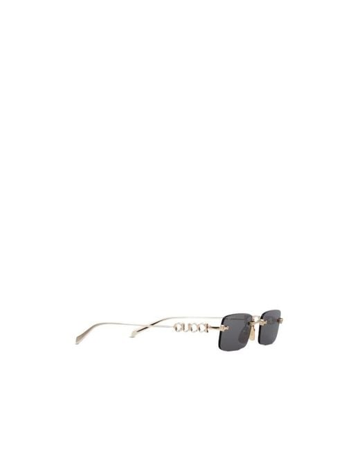 Gucci White Eyewear Rectangle Frame Sunglasses
