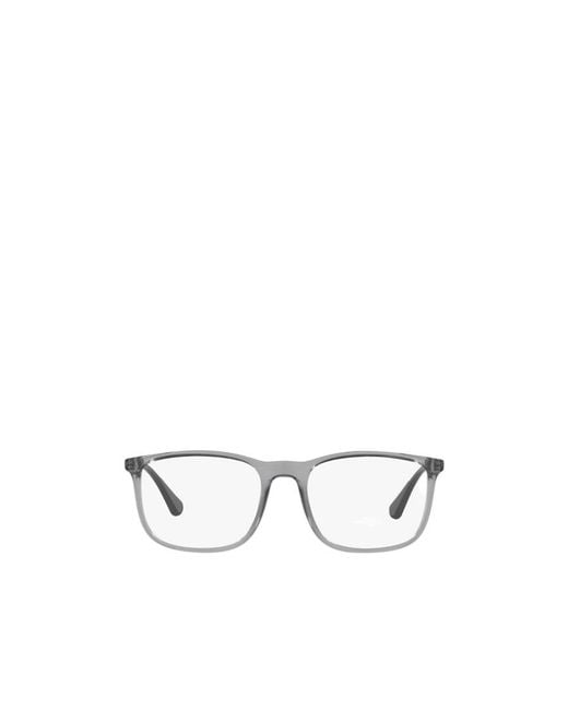 Emporio Armani White Rectangular Frame Glasses for men