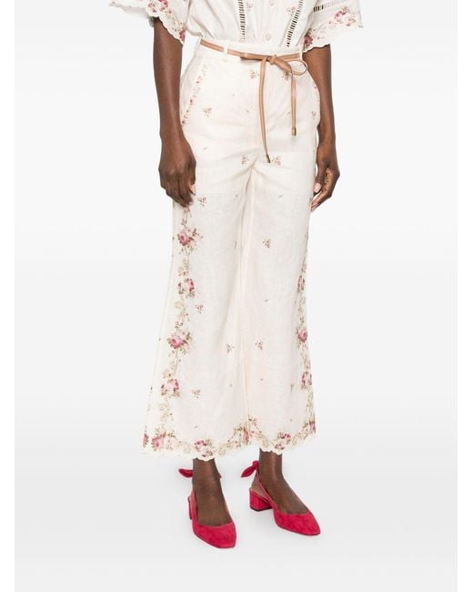 Zimmermann Natural Patience Belted Flare Pants