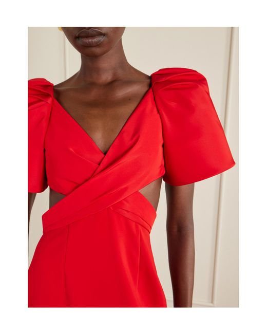 Carolina Herrera Red Cut-Out Silk-Faille And Crepe Gown