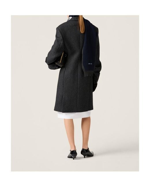 Miu Miu Black Single-Breasted Double Wool Coat