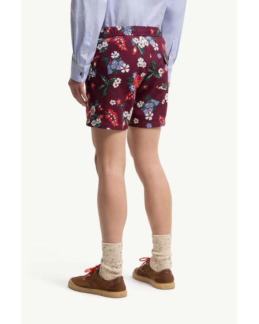 Moncler Red Floral Print Swim Shorts for men