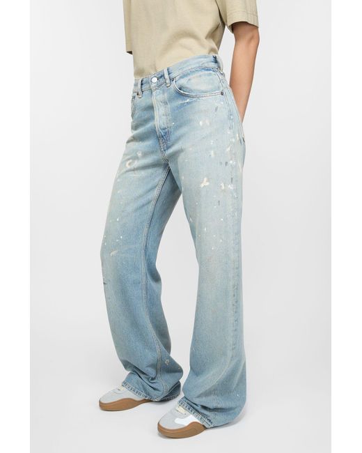 Acne Blue Wide-Leg Distressed Jeans