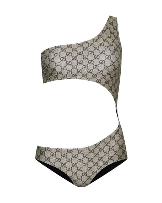 Gucci Gray Gg Jersey One-Piece Swimsuit