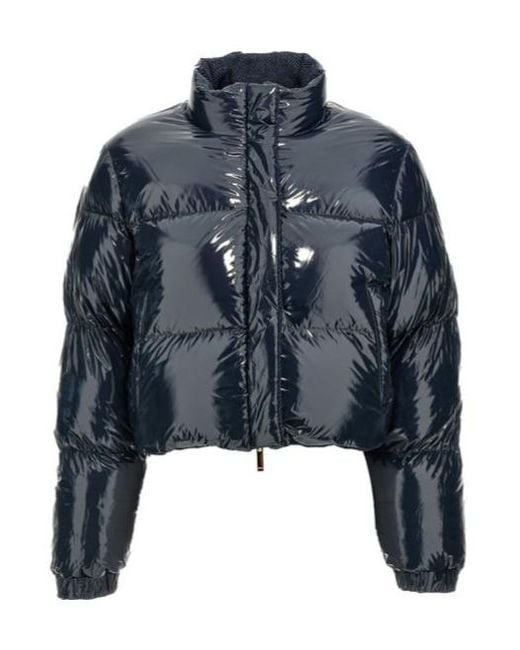Thom Browne Blue Herringbone Reversible Down Jacket