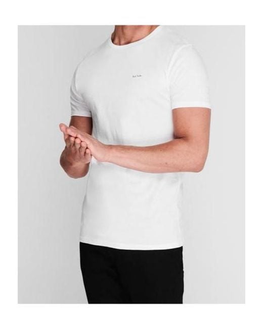 Paul Smith White Logo Crew Neck T-Shirt for men