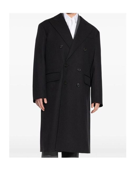 DSquared² Black Double-Breasted Coat for men