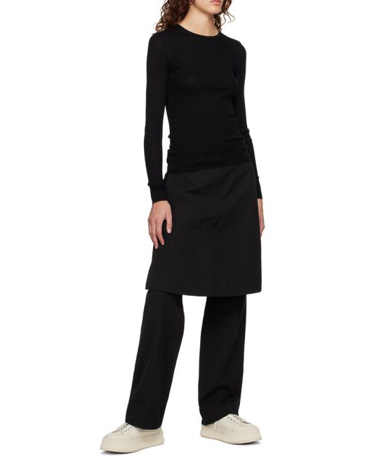 Theory Black Ribbed-Knit Slim-Fit Crewneck Jumper