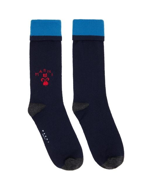 Marni Blue Crest Logo Socks for men