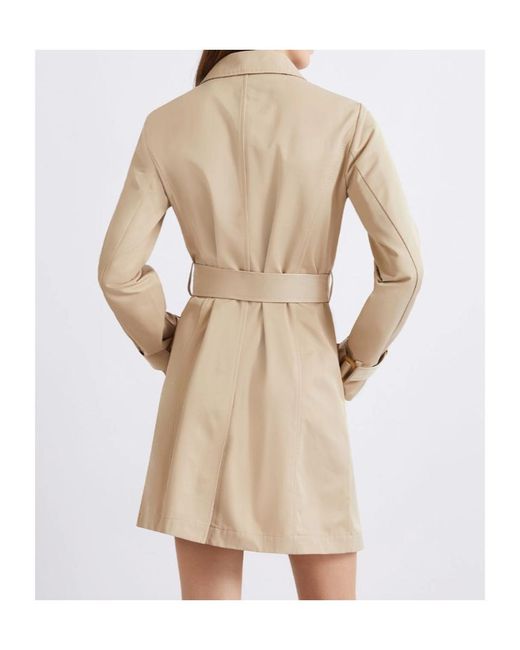 Marella Natural Double-Breasted Technical Cotton Trench Coat