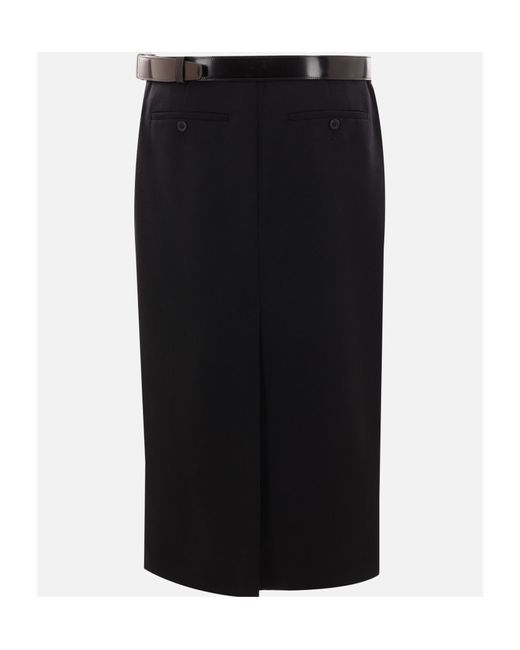 Prada Black Belted Straight Hem Midi Skirt