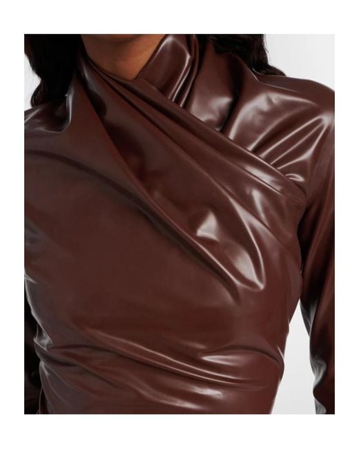 Mugler Brown Draped Bodysuit