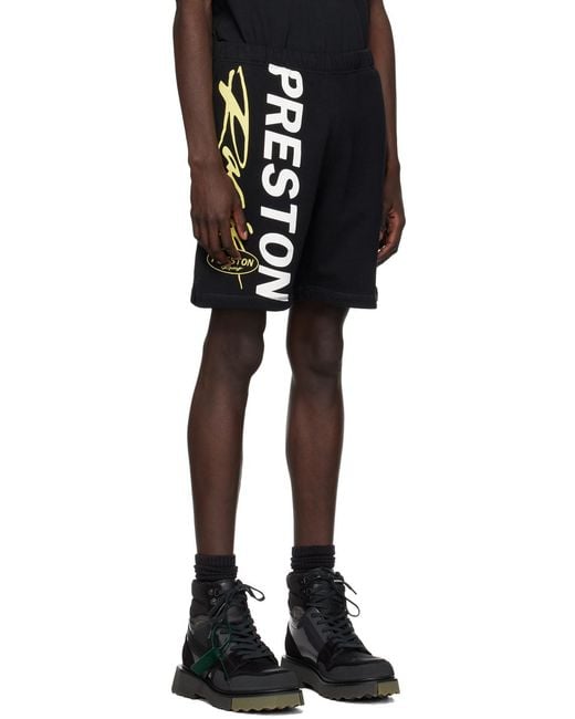 Heron Preston Black Logo-Printed Knee-Length Track Shorts for men