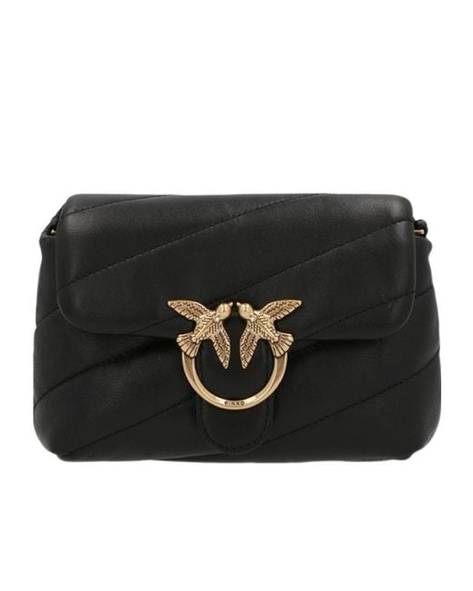 Pinko Black Love Baby Puff Quilted Crossbody Bag