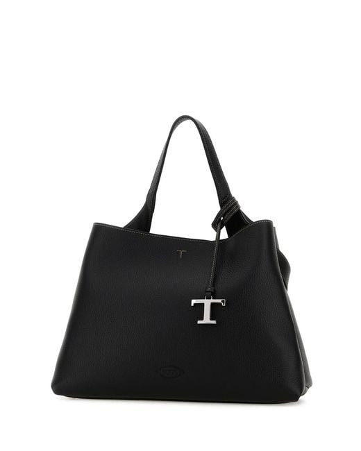 Tod's Black Logo Embossed Top Handle Bag