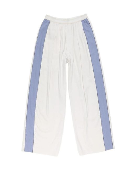 Acne White Elastic Waist Casual Pants for men