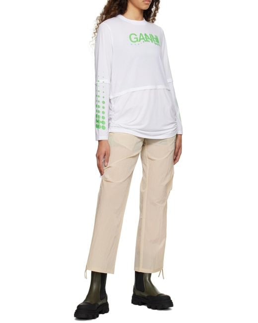 Ganni Natural Light Tech Drawstring Pants