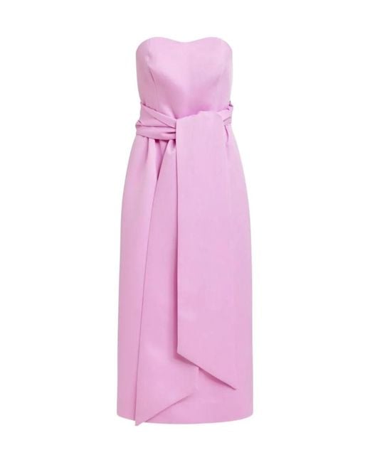 Essentiel Antwerp Pink Strapless Midi Dress With Wrap-Belt