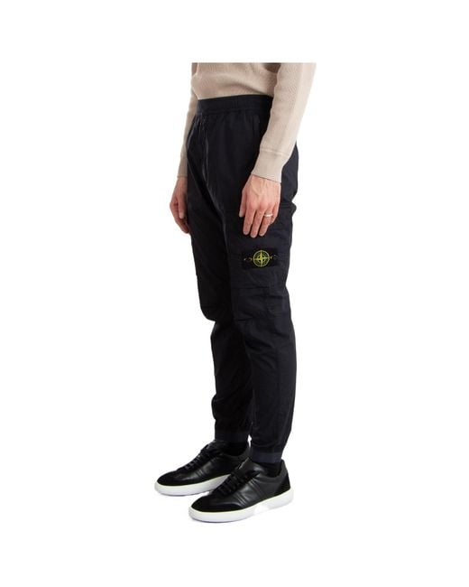 Stone Island Blue Compass Patch Tapered-Leg Cargo Pants for men