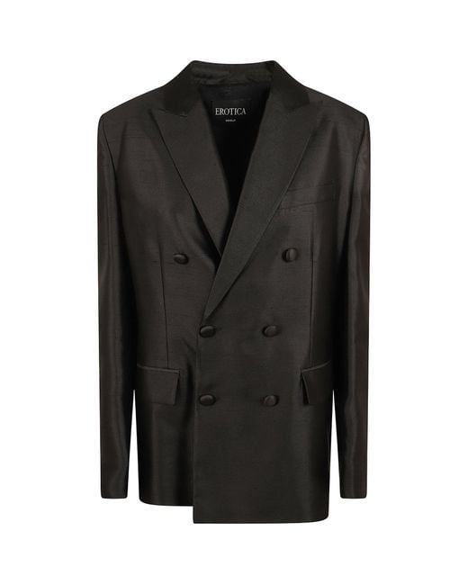Dondup Black Double-Breasted Blazer
