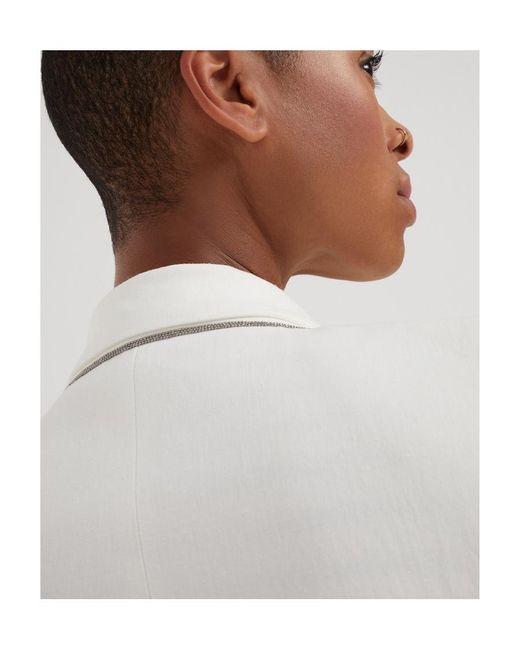 Brunello Cucinelli White Single Breasted Tailored Blazer