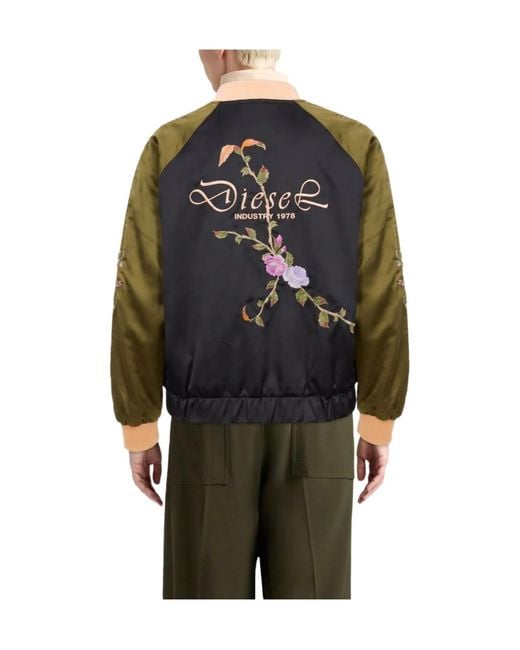 DIESEL Black Multi-Color Loose-Fitting Baseball Jacket