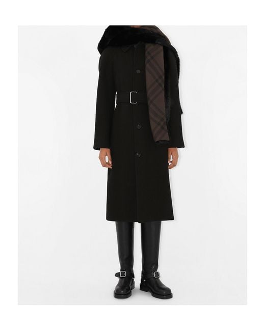 Burberry Black Hooded Wraparound Style Faux-Fur Scarf for men