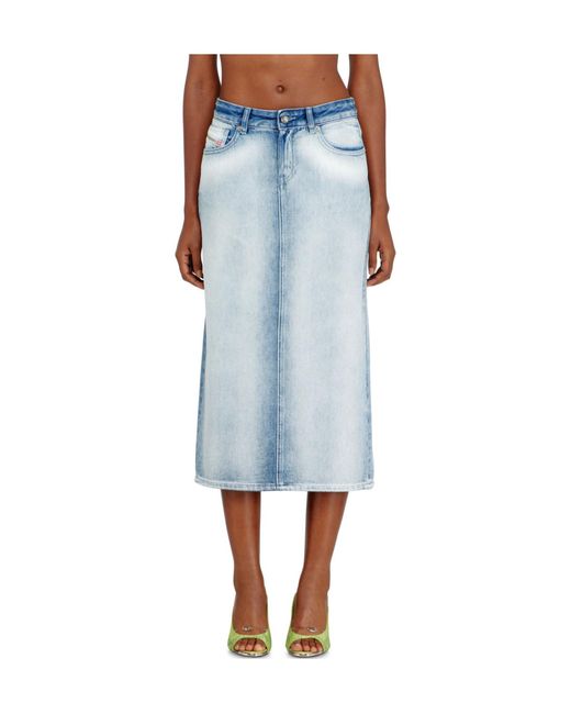 DIESEL Blue De Skye Fsi Midi Denim Skirt