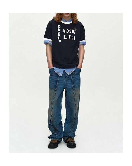 ANDERSSON BELL Blue Layered Wide-Leg Jeans for men