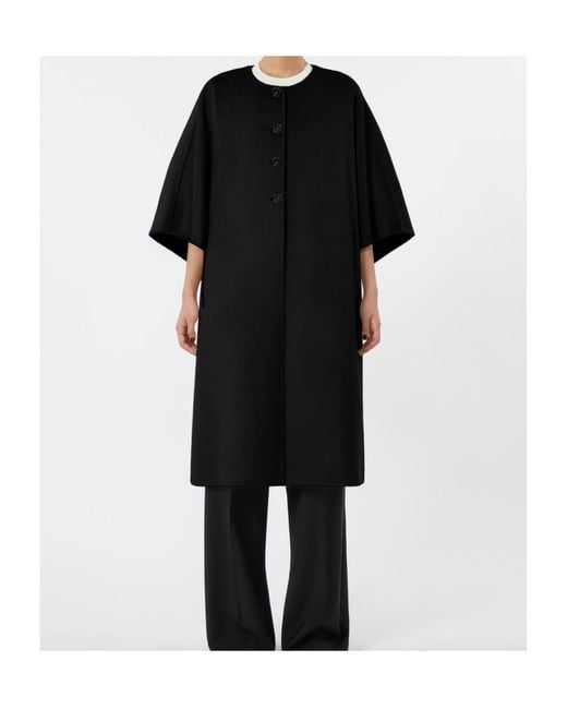 Max Mara Black Short-Sleeved Crewneck Coat