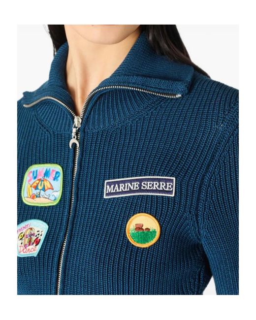 MARINE SERRE Blue Deadstock Scout Patches Cardigan