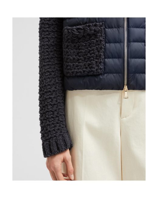 Moncler Blue Padded Cotton Zip-Up Cardigan