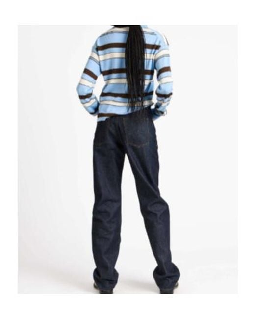 J.W. Anderson Blue Jw Anderson Knitted Striped Polo Top