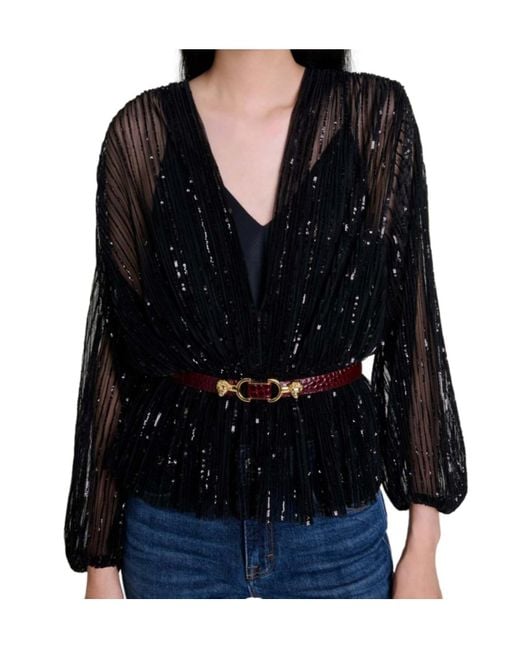 Maje Black Sequined Top