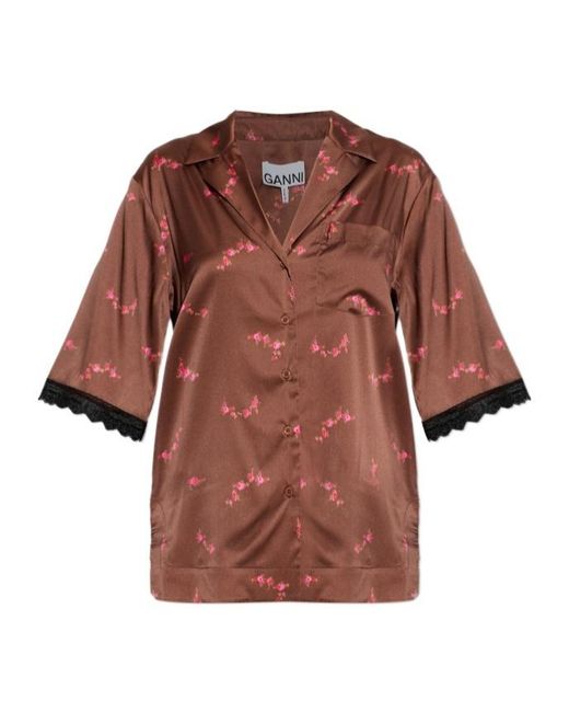 Ganni Red Button Shirt