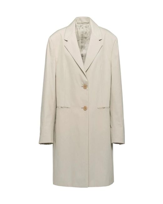 Prada White Single-Breasted Cotton Coat
