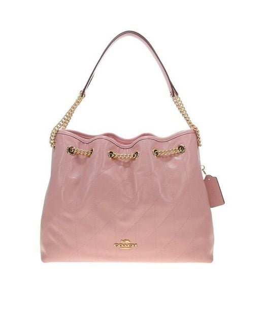 COACH Pink Evelyn Shoulder Bag With Quilting