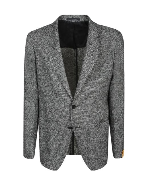 Tagliatore Gray Micro-Pattern Single-Breasted Jacket for men