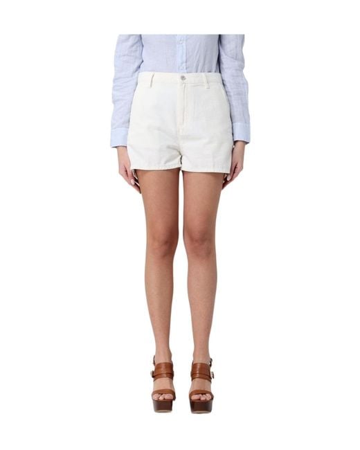 7 For All Mankind White Belt Loop Shorts